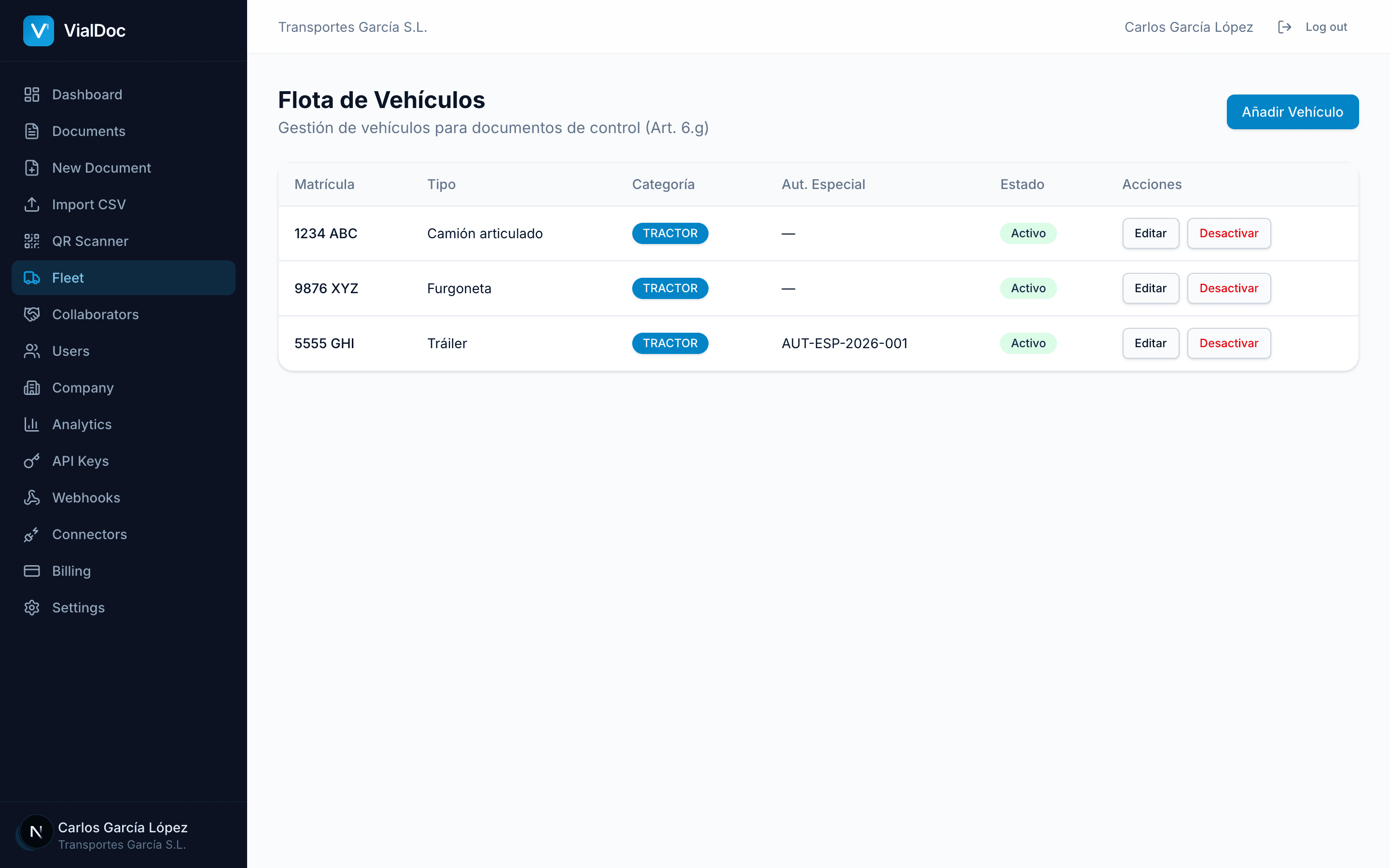 VialDoc — Gestion de Flota